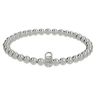 Womens Jezlaine Bracelet Silver Plated Beaded with Crystal Charm   Silver/Clear