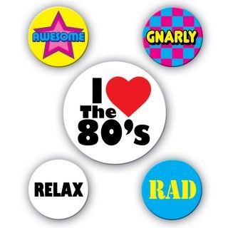 80s Party Buttons