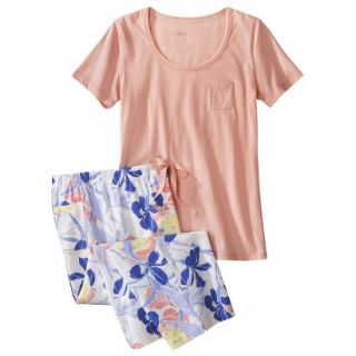 Gilligan & OMalley Womens Tee Shirt/Crop PJ Set   Coral Island Floral XS