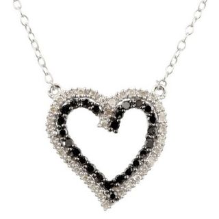 Sterling Silver 1/3ct Black and White Diamond Heart Pendant with Chain