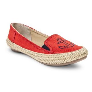 Womens Cloud9 Slip on Anchor Canvas Skimmer   Red 8