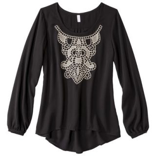 Xhilaration Juniors Embroidered Top   Black S(3 5)
