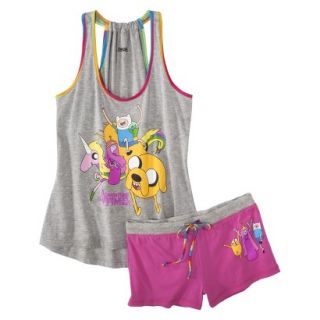 Adventure Time Juniors 2 Pc Pajama Set   Grey Print L