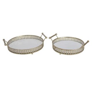 2 piece Serving Tray   Silver/Gold