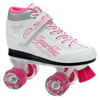 Lake Placid White/Pink Sparkles Girls Lighted Wheel Skate   12.0