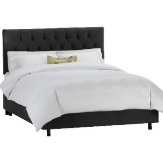 Skyline Twin Bed Skyline Furniture Edwardian Upholstered Velvet Bed   Black