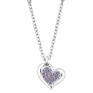 Lotopia Sterling Silver Heart Pendant Necklace Swarovski Zirconia Stones Purple