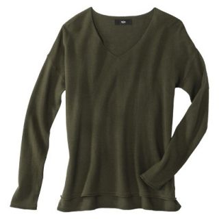 Mossimo Petites Long Sleeve V Neck Pullover Sweater   Paris Green SP