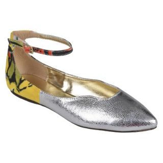 Womens Bamboo By Journee Ankle Strap Flats   Silver 7.5