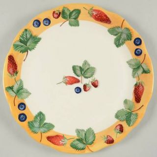 Gien Farandole Cake Plate, Fine China Dinnerware   Various Summer Fruits