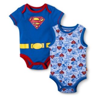 Superman Newborn Boys 2 Pack Superman Bodysuit   Blue 6 9 M
