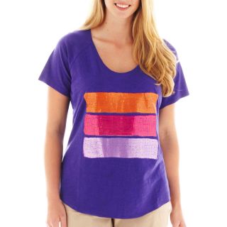 Short Sleeve Graphic Tee   Plus, Vibrant Violet, Womens