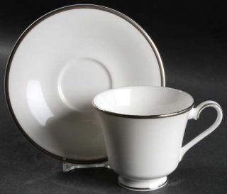 Royal Doulton Catherine Footed Cup & Saucer Set, Fine China Dinnerware   White B