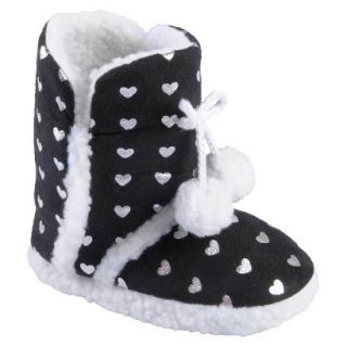 Girls Hailey Jeans Co Pom Pom Slipper Boots Black  12/13