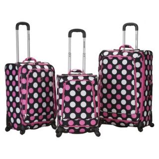 Rockland Fusion 3 pc. Expandable Spinner Luggage Set   Multi Pink Dot