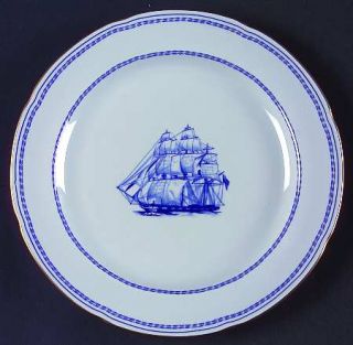 Spode Trade Winds Blue Salad Plate, Fine China Dinnerware   Blue Bands And Ships