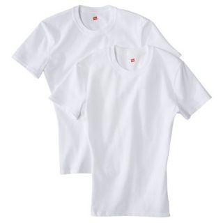 Hanes Premium Mens 2pk Compression Slim Fit Crew Neck T Shirts   White S