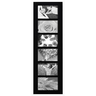 Adeco 6 opening Black Wood Wall Hanging Picture Frame