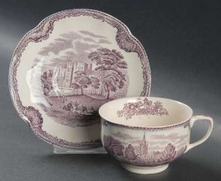Johnson Brothers Old Britain Castles Lavender (Not Ribbed Flat Cup & Saucer Set,