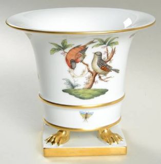 Herend Rothschild Bird (Ro) 5 Claw Footed Urn Vase, Fine China Dinnerware   Bir