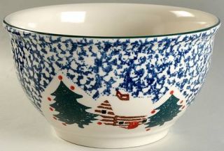 Tienshan Cabin In The Snow Mixing Bowl, Fine China Dinnerware   Blue Cabin & Chr