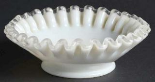 Fenton Silver Crest Small Dessert Bowl   Clear Crimped Crest On Milk Glass