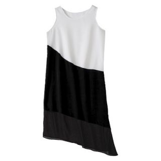 Mossimo Womens Asymmetrical Midi Dress   White/Black M