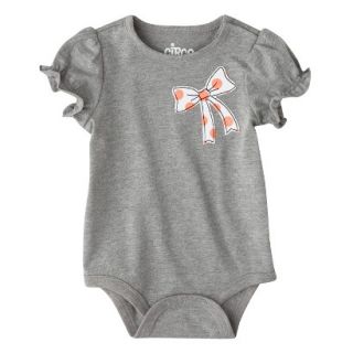 Circo Newborn Infant Girls Short sleeve Bow Bodysuit   Grey 0 3 M