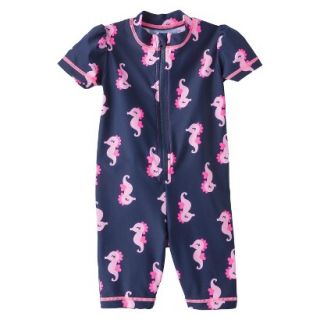 Just One You by Carters Infant Girls Seahorse Full Body Rashguard   Navy 12 M
