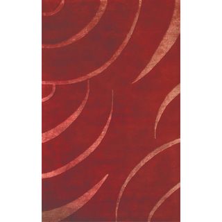 Citadel Brown/ Peach Wool Area Rug (5 X 8)