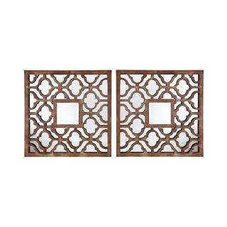 Ambrosio Set of 2 Square Decorative Wall Mirrors, Bronze