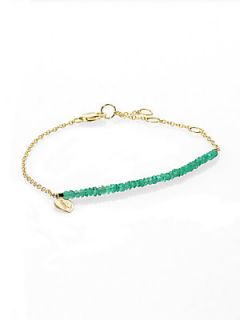 Meira T Emerald & 14K Yellow Gold Beaded Chain Link Bracelet   Gold Emerald