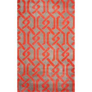 Nuloom Hand tufted Chain Trellis Synthetics Red Rug (8 6 X 11 6)