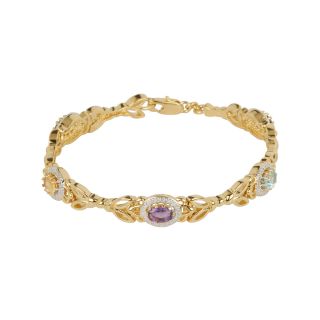 Bridge Jewelry Multi Stone Bracelet 18K Gold Over Brass