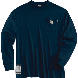 Carhartt Flame Resistant Long Sleeve T Shirt   Navy, 3XL, Tall Style, Model
