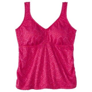 Womens Plus Size Crochet Tankini Swim Top   Fire Red 16W