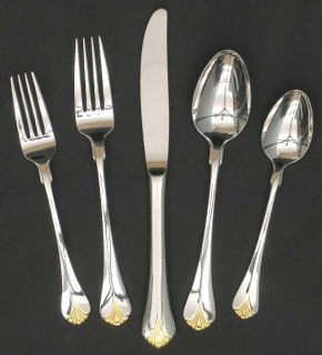 Yamazaki Cara (Stainless, Gold Accent) 5 Piece Place Setting   Stainless/Gold Ac