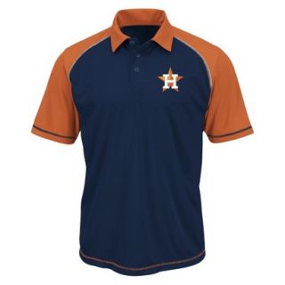 MLB Mens Houston Astros Synthetic Polo T Shirt   Navy/Orange (L)