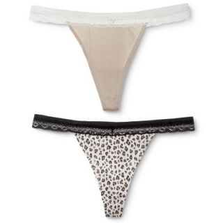 Gilligan & OMalley Womens 2 Pack Micro Lace Thong   Brown S