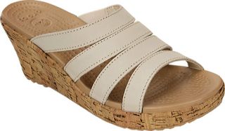 Womens Crocs A Leigh Cork Wrap Wedge   Stucco/Gold Sandals