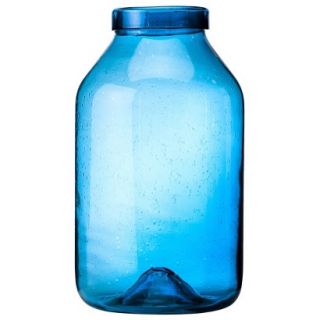 Threshold Bubble Glass Jar Vase   Blue 15.3