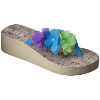 Girls Wedge Flip Flop Sandals   Blue 1 2