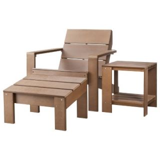 Outdoor Patio Furniture Set Threshold 3 Piece Brown Wood Adirondack, Bryant