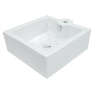 Square Single Hole White Table Mount Bathroom Sink