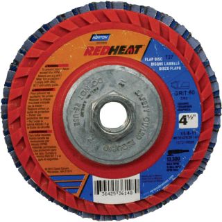 Norton Red Heat Type 27 Flap Discs   5 Pack, 60 Grit, 4.5 Inch x 5/8 Inch 11,