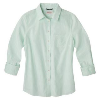Merona Womens Favorite Button Down Shirt   Lawn   Aqua Stripe   L