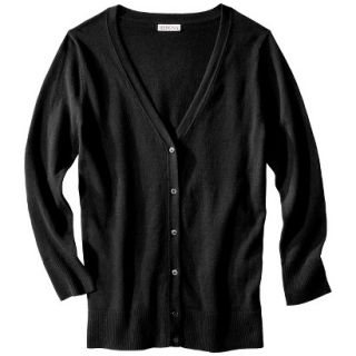 Merona Womens Plus Size 3/4 Sleeve V Neck Cardigan Sweater   Black 4