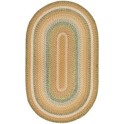 Hand woven Reversible Tan Braided Rug (3 X 5 Oval)