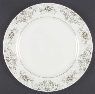 Crescent (Japan) Pickadilly Dinner Plate, Fine China Dinnerware   Green/White Fl