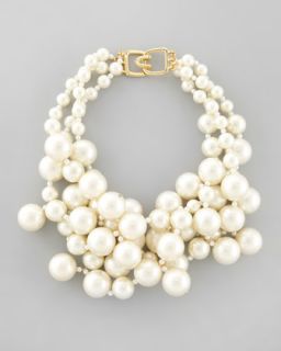 Simulated Pearl Cluster Necklace, Ivory   Kenneth Jay Lane